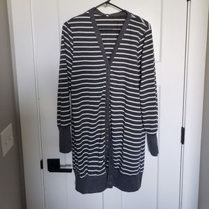 Gray & White Striped Cardigan | SIZE XL | NWOT